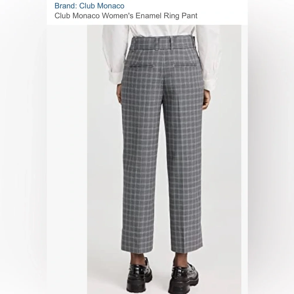 Club Monaco cropped check trouser. Size 6. Women’s Enamel Ring Pant. - Picture 3 of 11